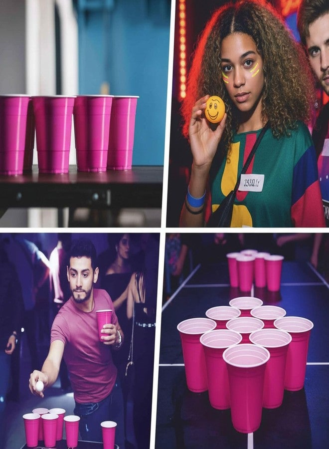 تيكلز مجموعة تيكلز من 20 كوبًا، أكواب بيرة بونغ مع مجموعة كرات بينغ بونغ مجانية، أكواب شرب سهلة الإمساك وقابلة لإعادة الاستخدام للحفلات، مناسبة للشاي المثلج، والبانش، والكوكتيل، وألعاب الأزواج والسيدات (اللون: وردي داكن، الحجم: 475 مل) - Image 5